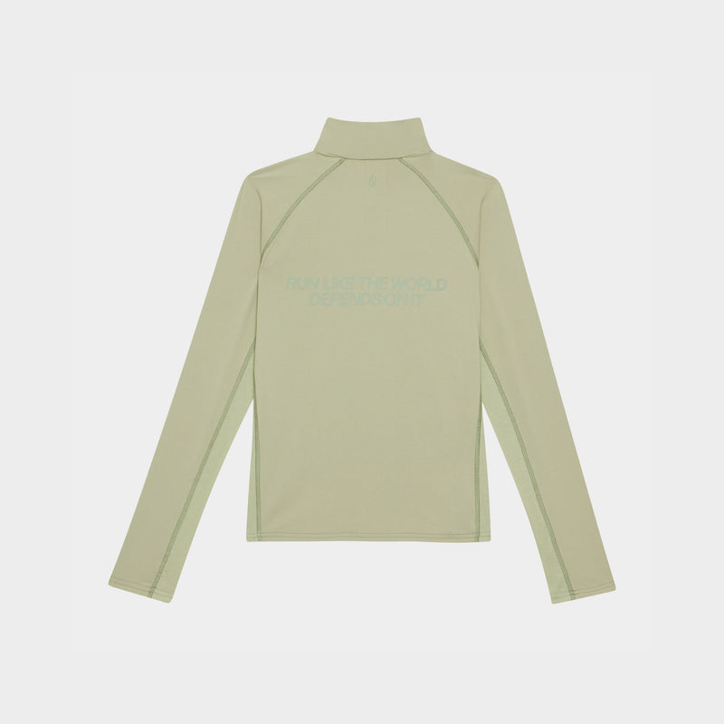 Women's Graphic Performance Quarter Zip - Sage/Orange